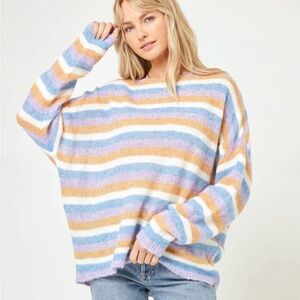 L*Space Pastel Striped Women's cozy oversized Sweater Size M/L NWT